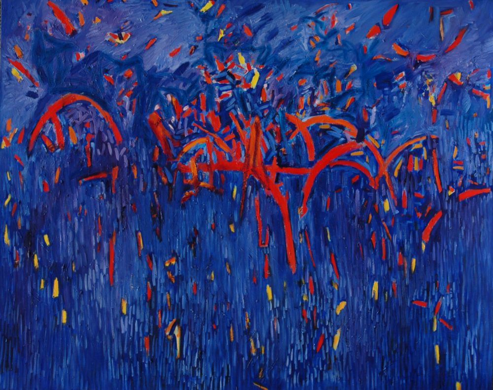 Blue landscape with red Óleo obre lino 130 cm x 162 cm 2015 valor $2.800.000
