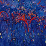 Blue landscape with red Óleo obre lino 130 cm x 162 cm 2015 valor $2.800.000