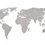 Carte du monde, feutre noir sur canson, 90x60cm, 600 euros