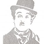 Charlie Chaplin, feutre noir sur canson, 20x30cm, 200 euros