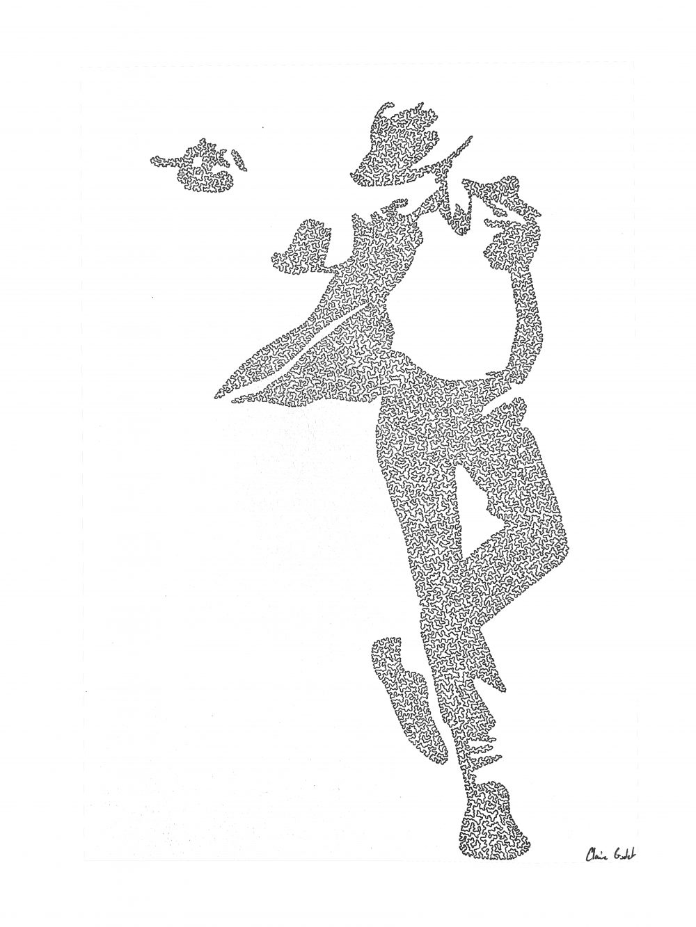 Mickael Jackson, , feutre noir sur canson, 20x30cm, 200 euros