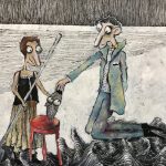 el perro en el piso rojo